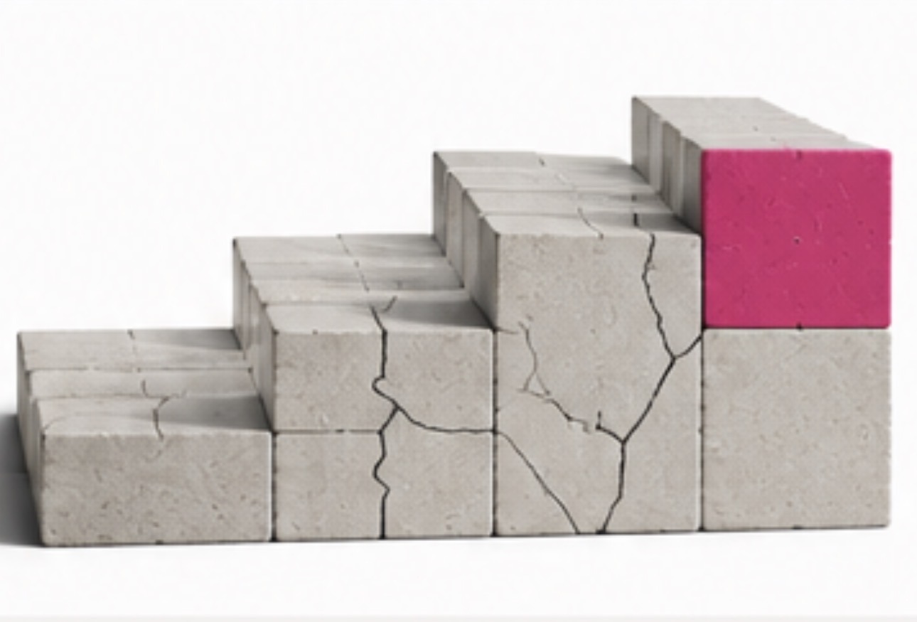 Concrete building blocks representing business foundations and scale